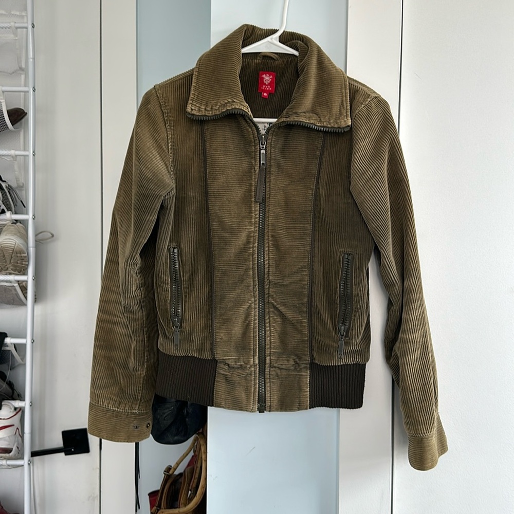 Vintage green corduroy bomber jacket size small